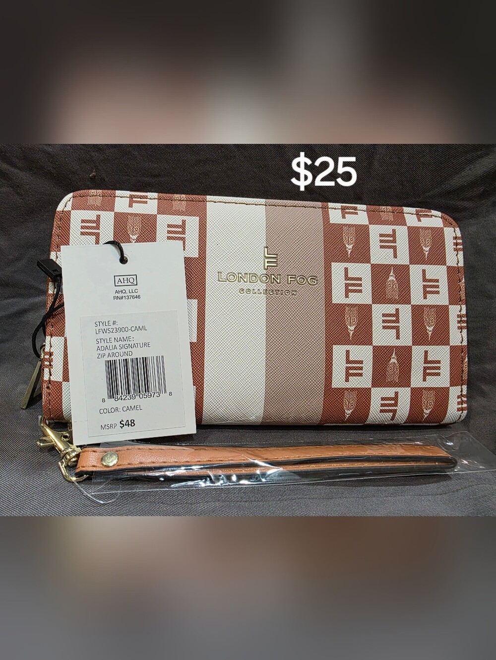 London Fog Adalia Signature Zip Around Wallet